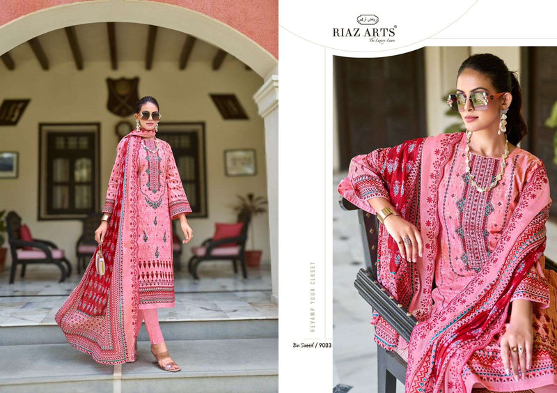 Riaz Arts Bin Saeed Vol 2 Cotton Digital Print Embroidery Work Suit