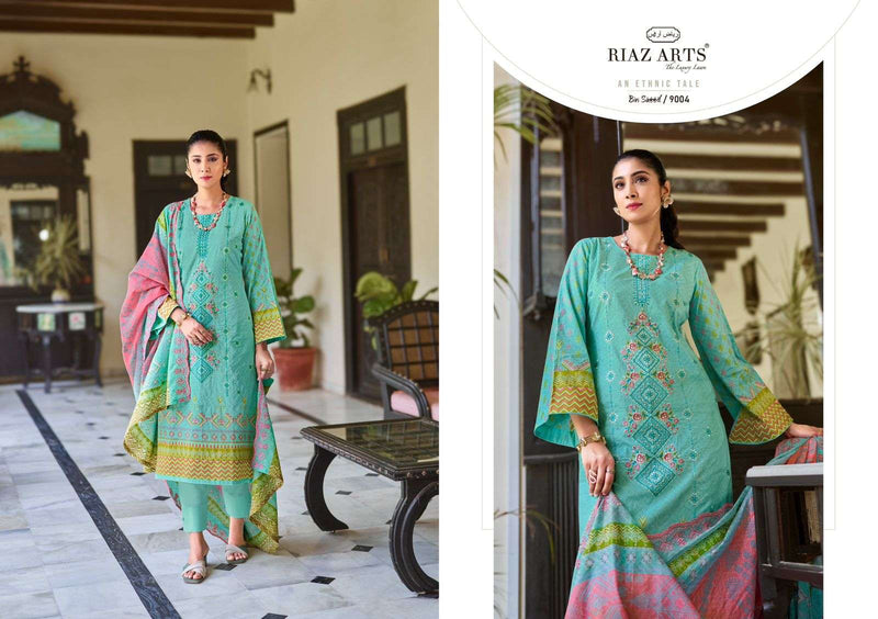 Riaz Arts Bin Saeed Vol 2 Cotton Digital Print Embroidery Work Suit