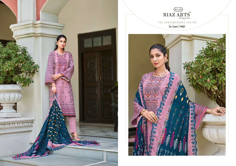 Riaz Arts Bin Saeed Vol 2 Cotton Digital Print Embroidery Work Suit