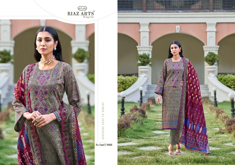 Riaz Arts Bin Saeed Vol 2 Cotton Digital Print Embroidery Work Suit