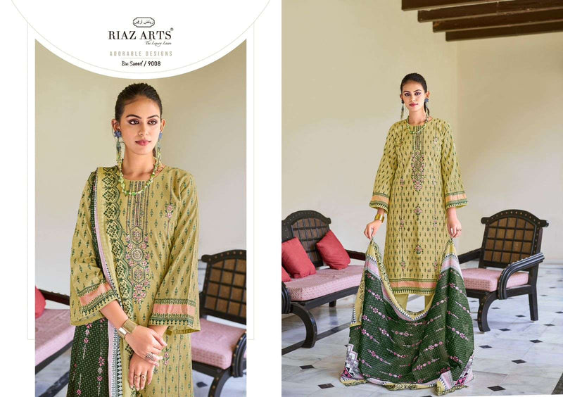 Riaz Arts Bin Saeed Vol 2 Cotton Digital Print Embroidery Work Suit