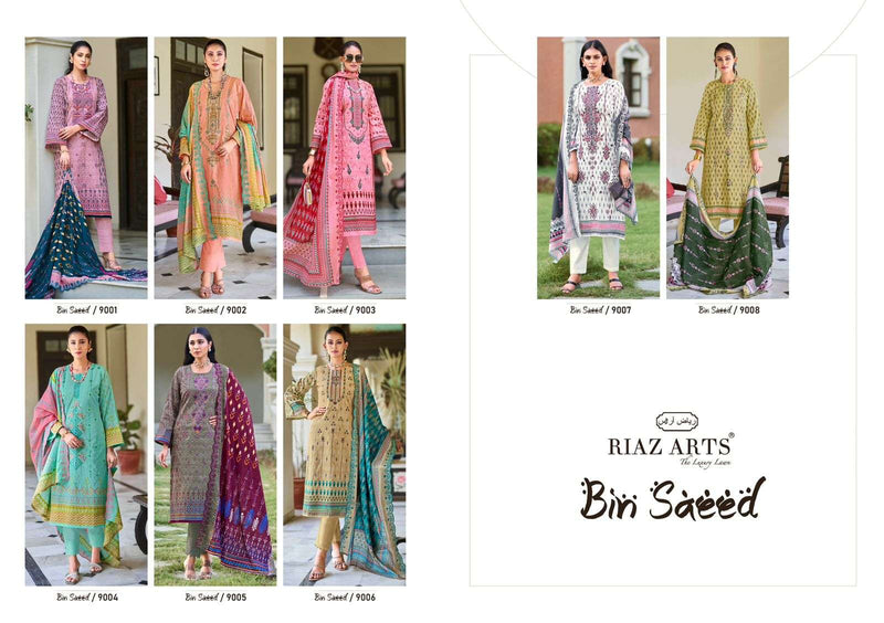 Riaz Arts Bin Saeed Vol 2 Cotton Digital Print Embroidery Work Suit