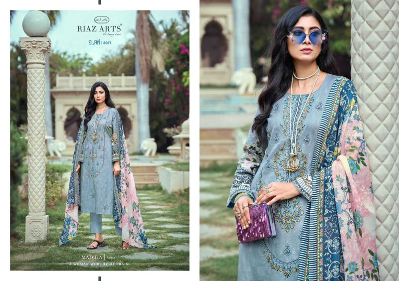 Riaz Arts Elan Karachi Lawn Heavy Pakistani Embroidery Pret Kurti Pant Dupatta Set