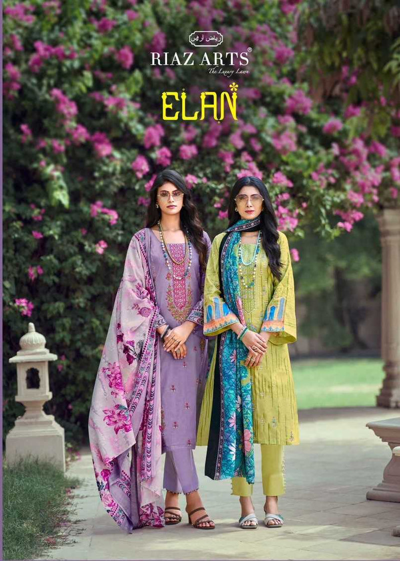 Riaz Arts Elan Karachi Lawn Heavy Pakistani Embroidery Pret Kurti Pant Dupatta Set