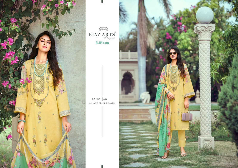 Riaz Arts Elan Karachi Lawn Heavy Pakistani Embroidery Pret Kurti Pant Dupatta Set