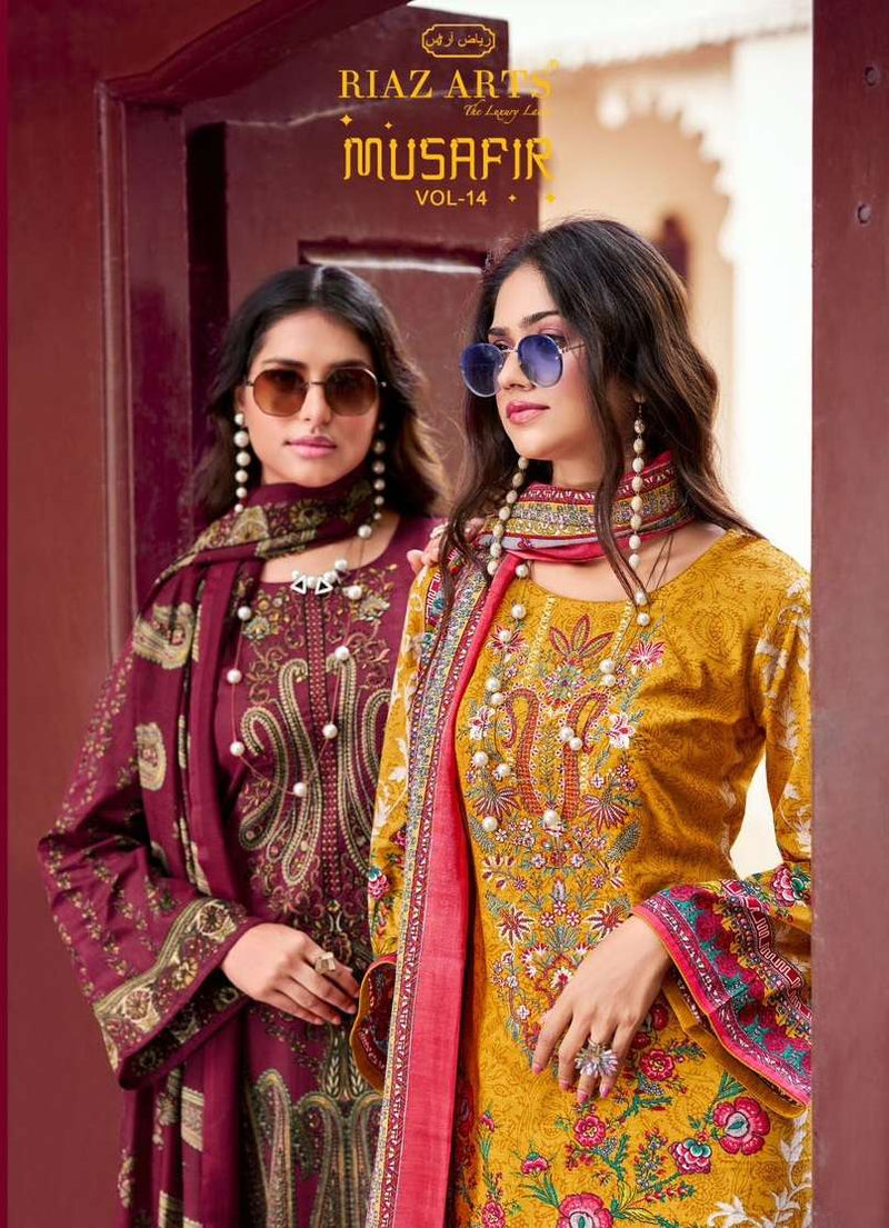 Riaz Arts Musafir Vol 14 Lawn Cotton Pakistani Embroidery Fancy Salwar Kameez