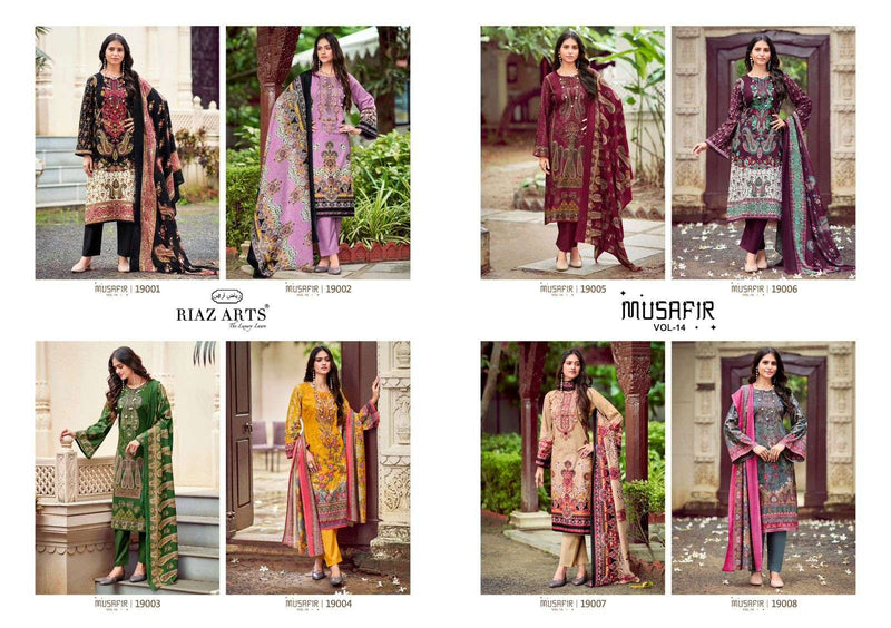 Riaz Arts Musafir Vol 14 Lawn Cotton Pakistani Embroidery Fancy Salwar Kameez