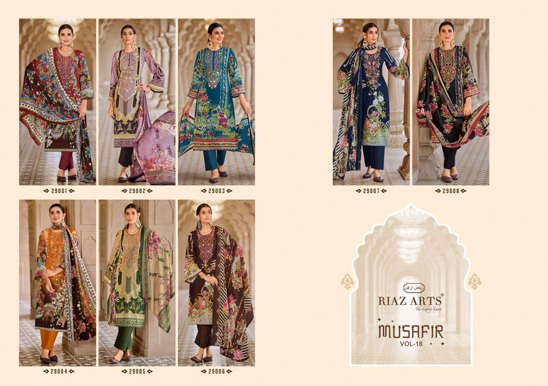 Riaz Arts Musafir Vol 18 Lawn Cotton Heavy Pakistani Embroidery Salwar Suit