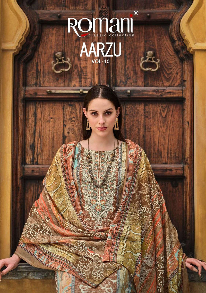 Romani Aarzu Vol 10 Pure Cotton Digital Print Embroidery Work Salwar Suit