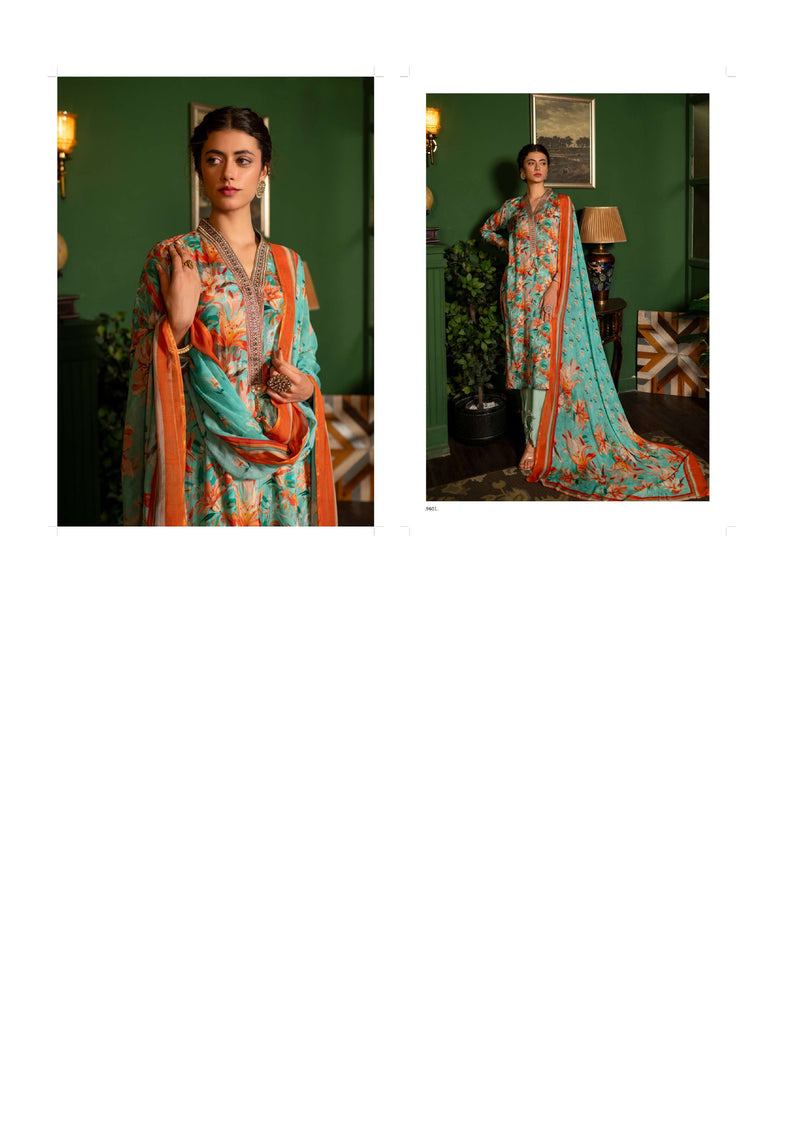 Saanjha Saarthi Muslin Digital Print Embroidery Work Fancy Salwar Suit