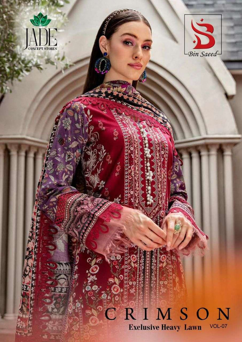 Jade Crimson Exclusive Heavy Lawn Cotton Collection Vol 7 Ready Made Suit