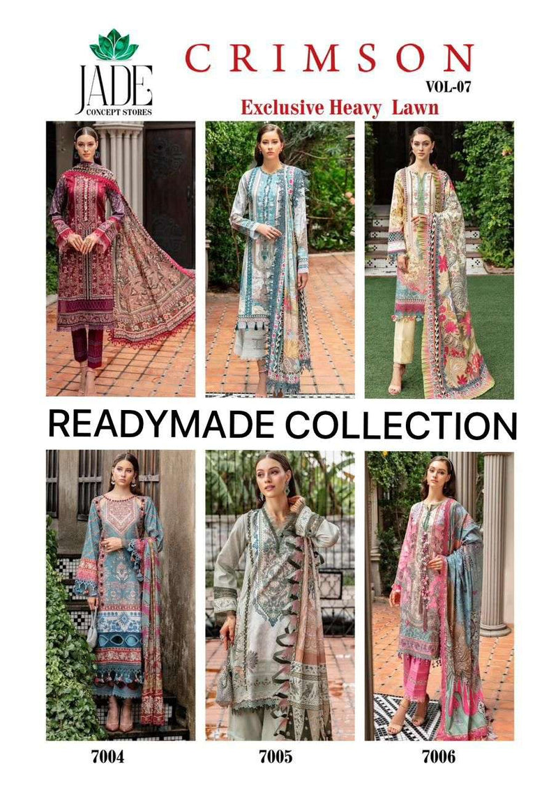 Jade Crimson Exclusive Heavy Lawn Cotton Collection Vol 7 Ready Made Suit