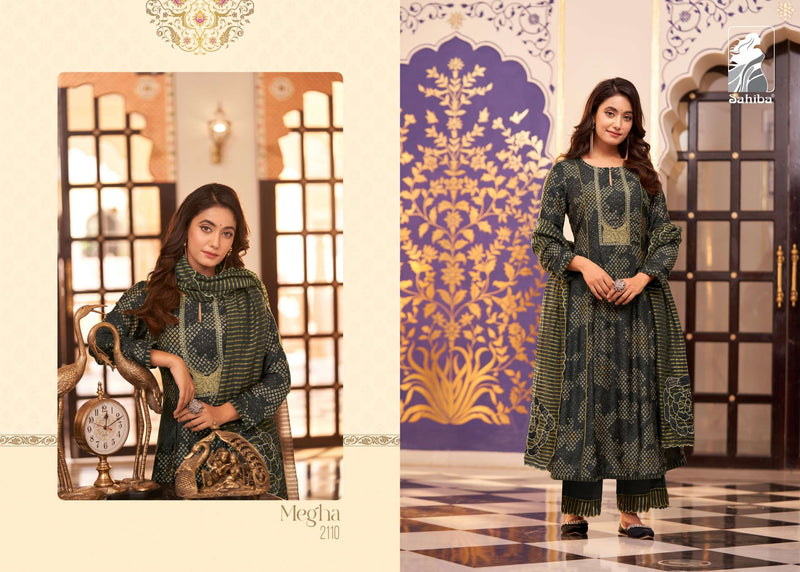 Sahiba Megha Muslin Silk Digital Print With Embroidery And Hand Work Unstitched Heavy Salwar Suit