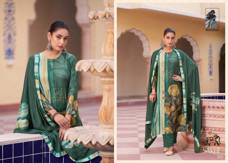 Sahiba Sakhi Muslin Digital Print With Hand Work Unstitched Salwar Suit