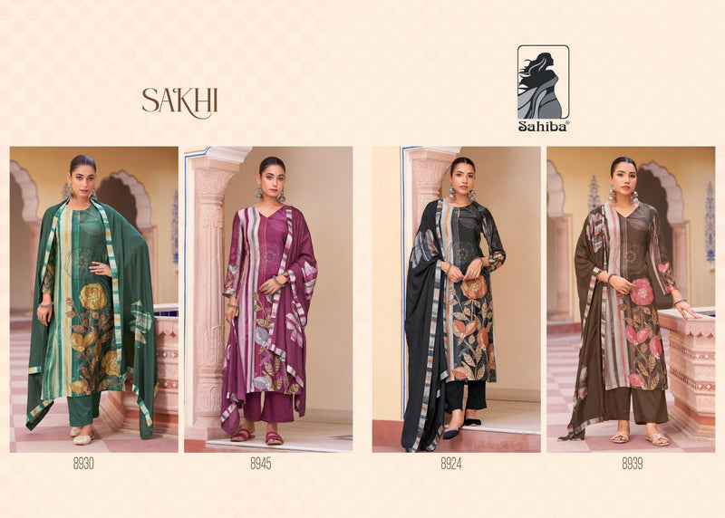 Sahiba Sakhi Muslin Digital Print With Hand Work Unstitched Salwar Suit