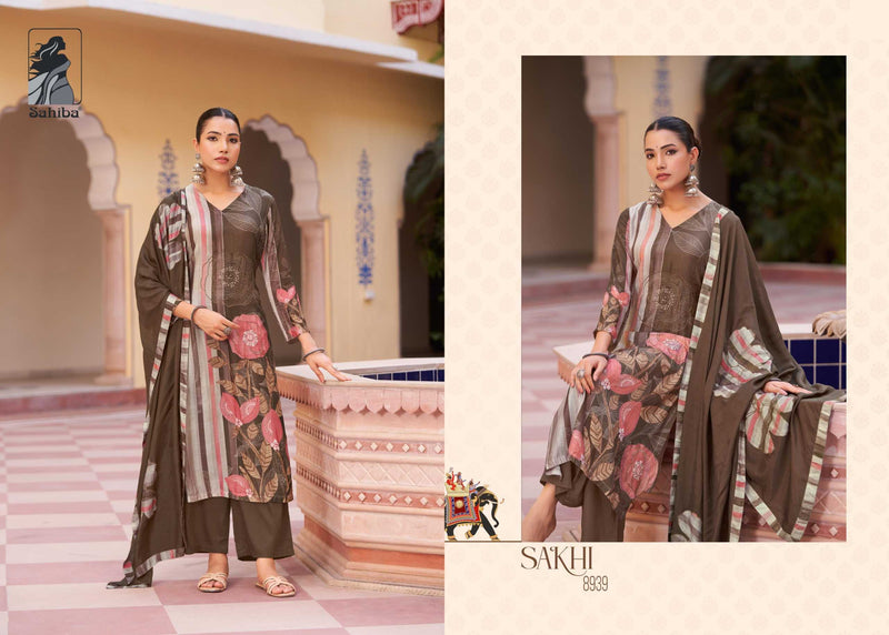 Sahiba Sakhi Muslin Digital Print With Hand Work Unstitched Salwar Suit