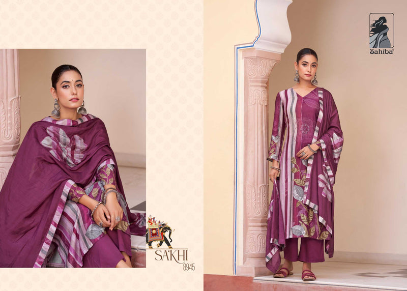 Sahiba Sakhi Muslin Digital Print With Hand Work Unstitched Salwar Suit