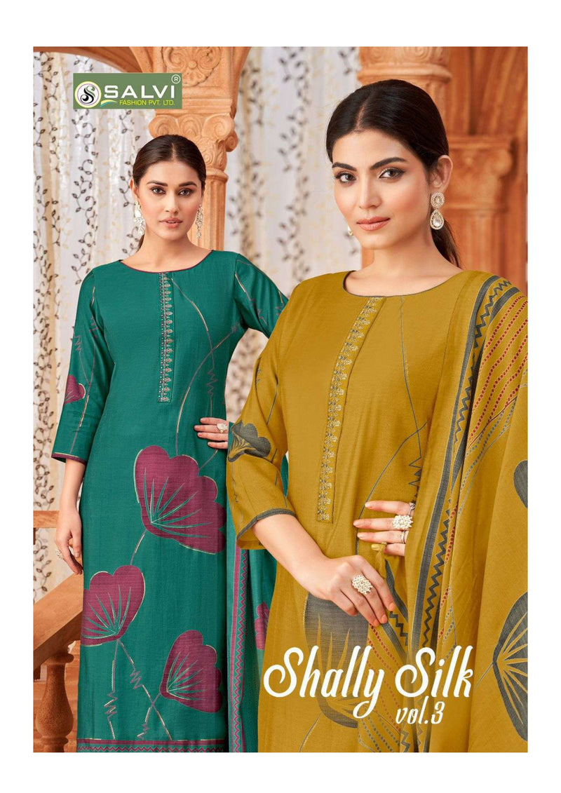 Salvi Fashion Shally Silk Vol 3 Modal Silk Discharge Foil Print Embroidery Work Salwar Suit