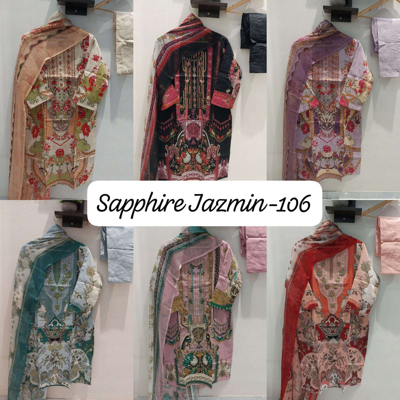 Sapphire Jazmin Vol J 106 New Designs Lawn Cotton Pret Kurti Set