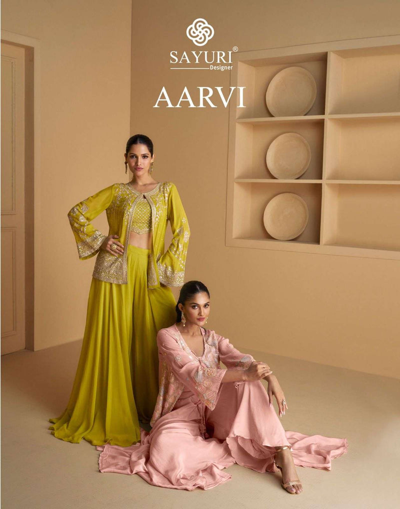 Sayuri Designer Aarvi Georgette  Embroidered Wedding Wear Collection