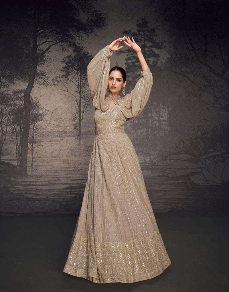 Sayuri Designer Bahaar Georgette Embroidered Heavy Wessing Wear Gown Collection