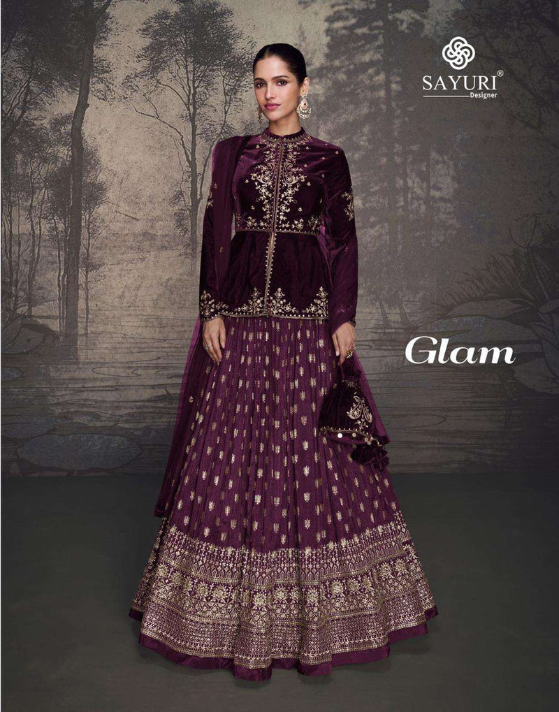 Sayuri Designer Glam Velvet Party Wear Top Skirt Dupatta Set