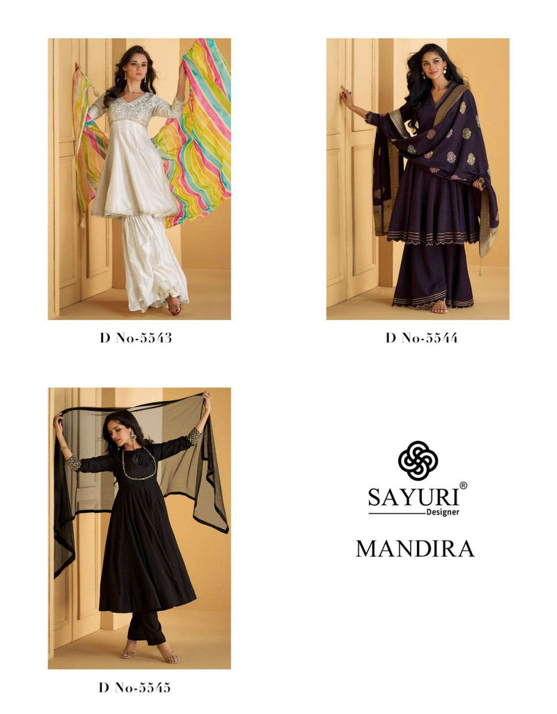 Sayuri Designer Mandira Pure Si̇lk Embellished Work With Net/real Gerogette Duptta Designer Suit