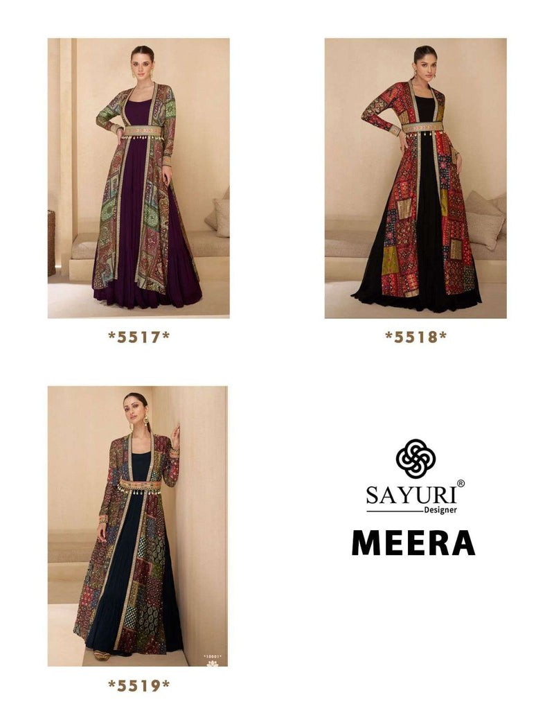 Sayuri Designer Meera Georgette Embroidered Party Wear Designer Kurti Shrug Collection