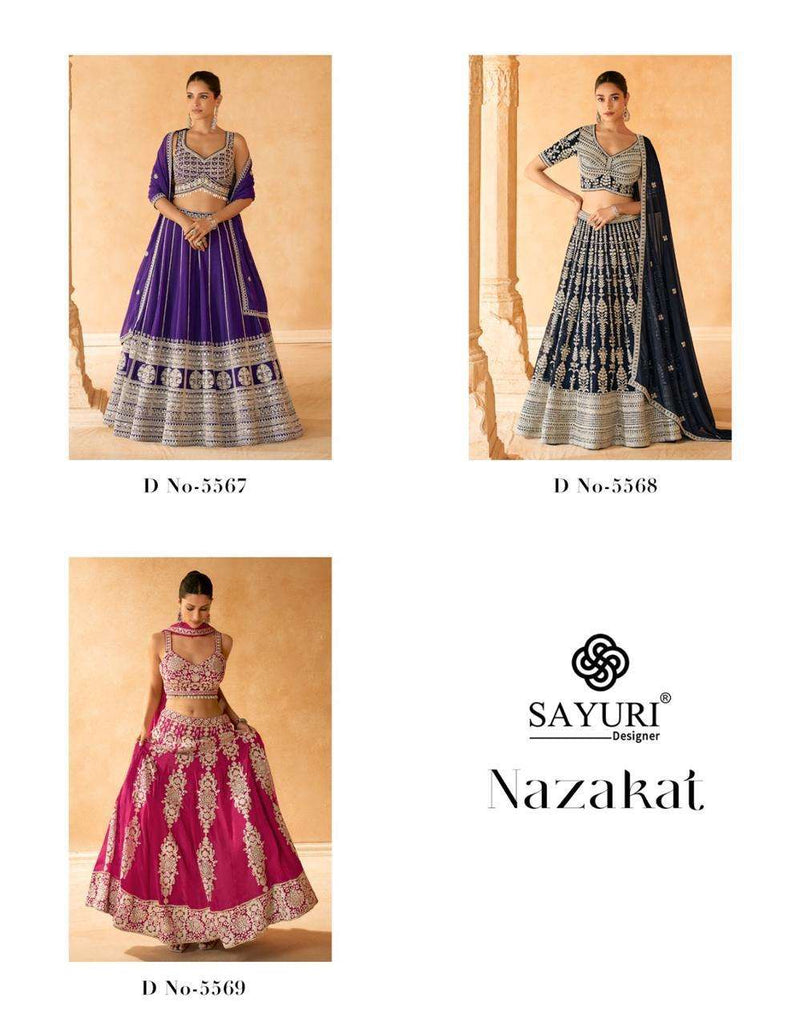 Sayuri Designer Nazakat Georgette Embroidered Designer Wedding Wear Lehenga Collection