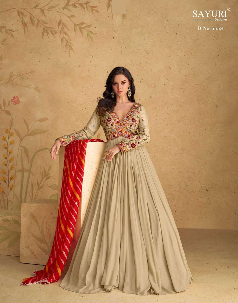 Sayuri Designer Sajni Georgette Heavy Designer Weading Wear Stiched Dress