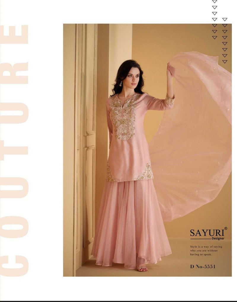 Sayuri Designer Suhani Si̇lk Festival Wear Kurti Bottom Organza Dupatta Set