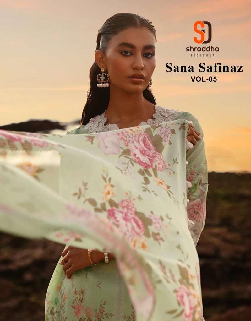 Shraddha Designer Sana Safinaz Vol 5 Lawn Cotton Semi Stitched Designer Salwar Kameez