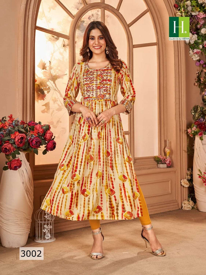 Shibori Vol 3 By Hirwa Festive Wear Fancy Nayra Cut Kurtis