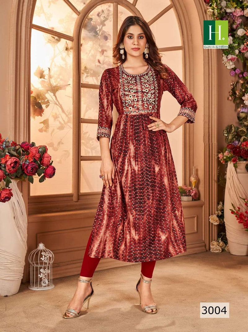 Shibori Vol 3 By Hirwa Festive Wear Fancy Nayra Cut Kurtis