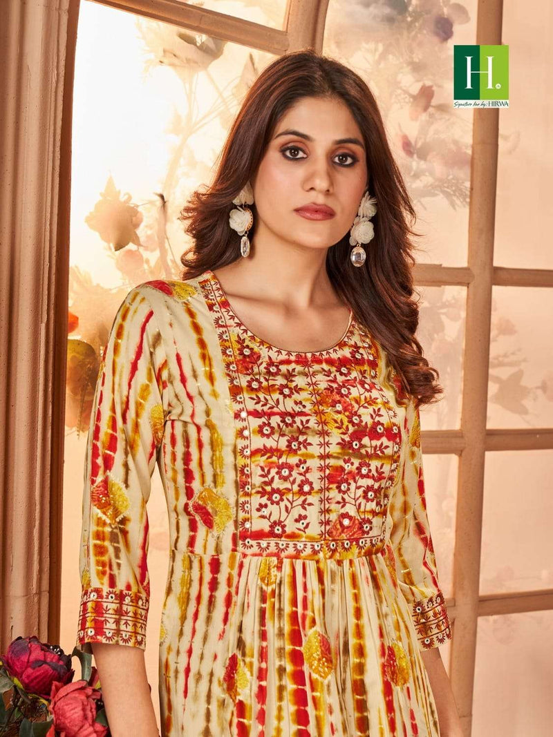 Shibori Vol 3 By Hirwa Festive Wear Fancy Nayra Cut Kurtis