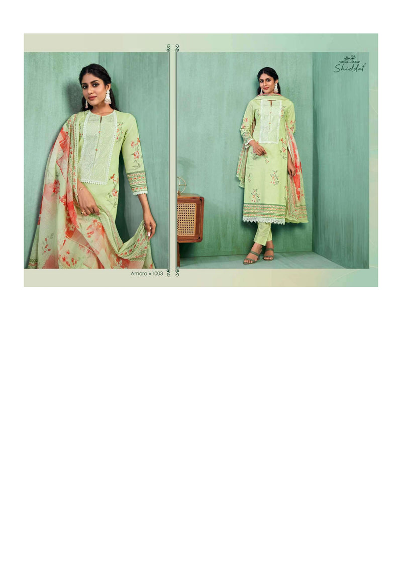 Shiddat Amora Cotton Digital Printed Organza Embroidery Fancy Salwar Kameez