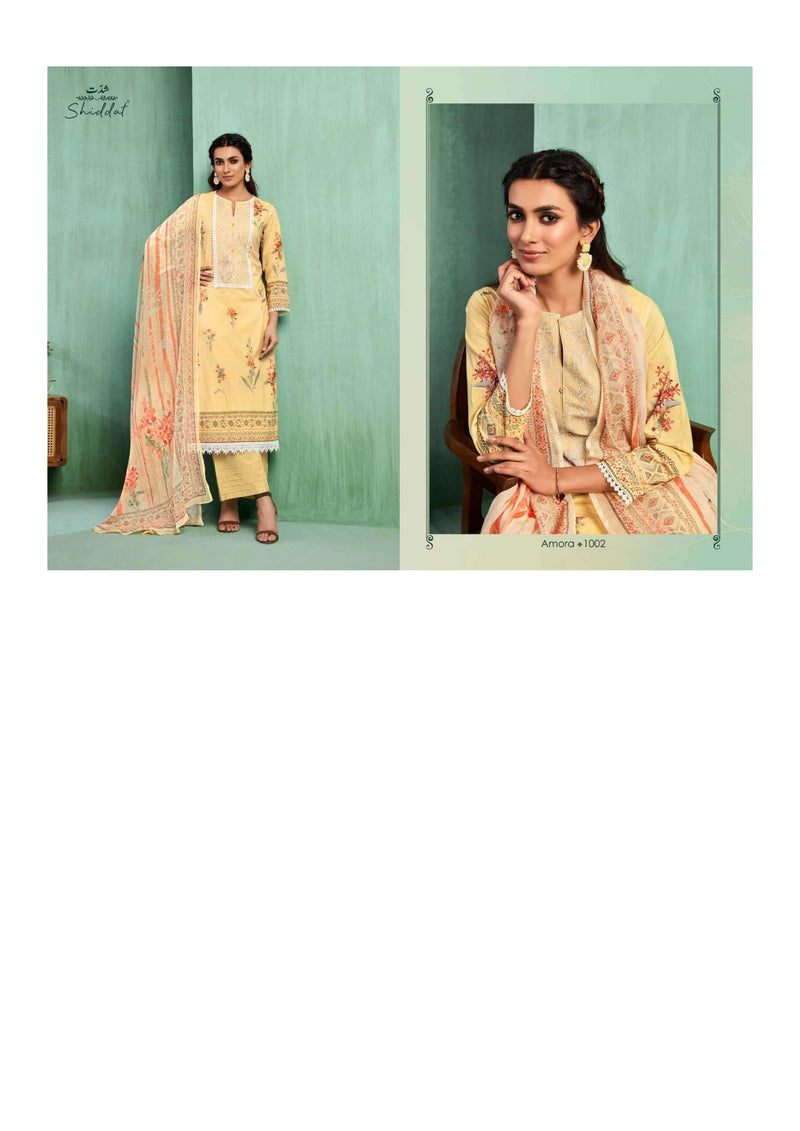 Shiddat Amora Cotton Digital Printed Organza Embroidery Fancy Salwar Kameez