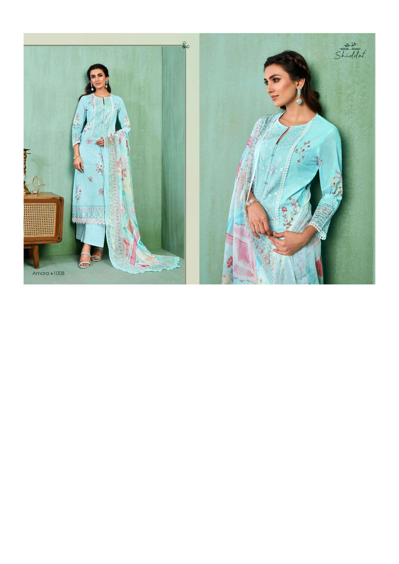 Shiddat Amora Cotton Digital Printed Organza Embroidery Fancy Salwar Kameez