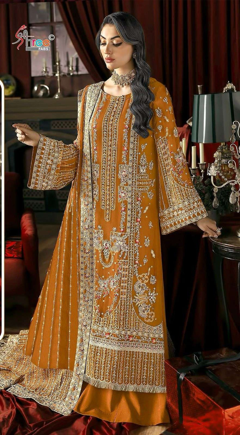 Shree Fab Design No K 5019 Fox Georgette Heavy Embroidery Designer Suit