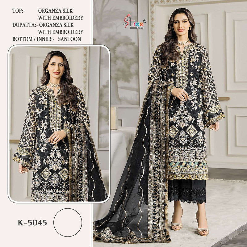 Shree Fab Design No K 5045 Organza Silk Heavy Embroidery Party Wear Suit