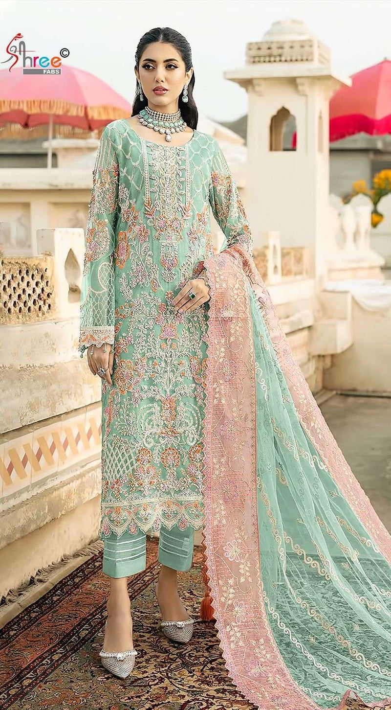 Shree Fabs Design No K 5041 Organza Embroidery Work Designer Suit