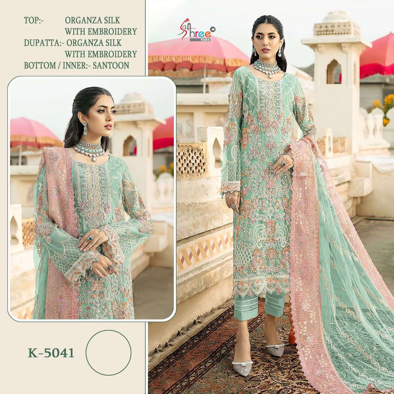 Shree Fabs Design No K 5041 Organza Embroidery Work Designer Suit