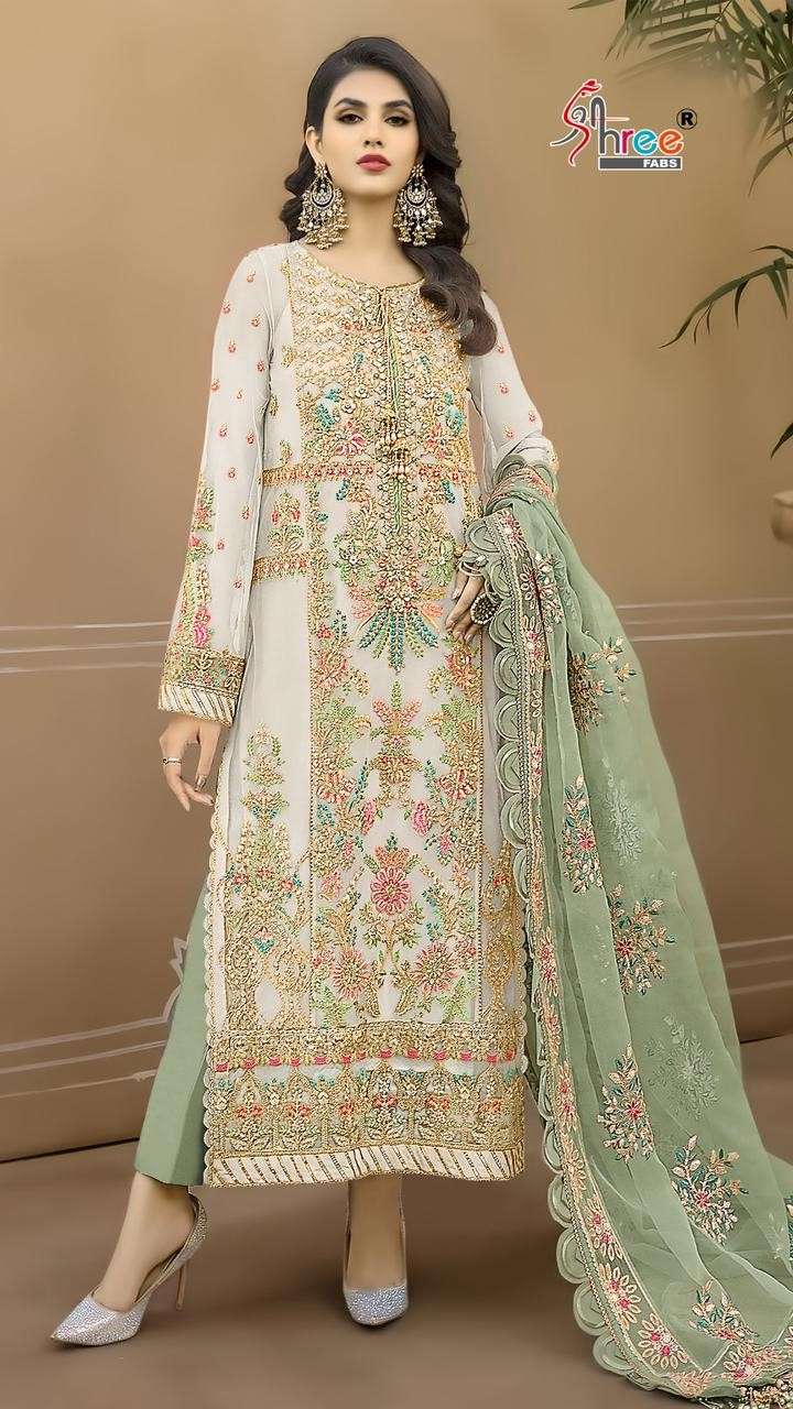 Shree Fab Design No K 1817 Abcd Organza Heavy Embroidery Party Wear Suit