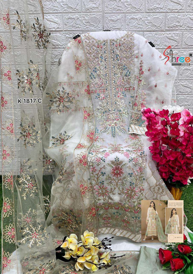 Shree Fab Design No K 1817 Abcd Organza Heavy Embroidery Party Wear Suit