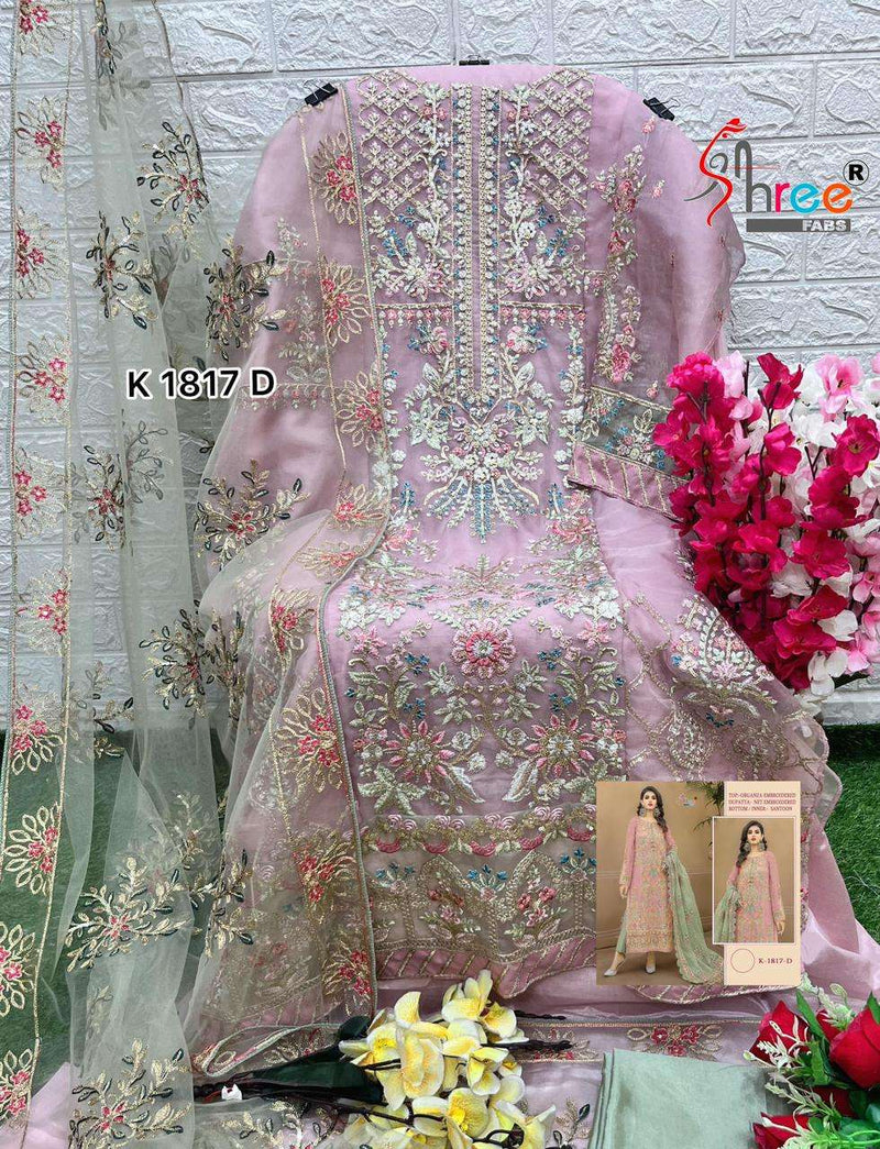 Shree Fab Design No K 1817 Abcd Organza Heavy Embroidery Party Wear Suit