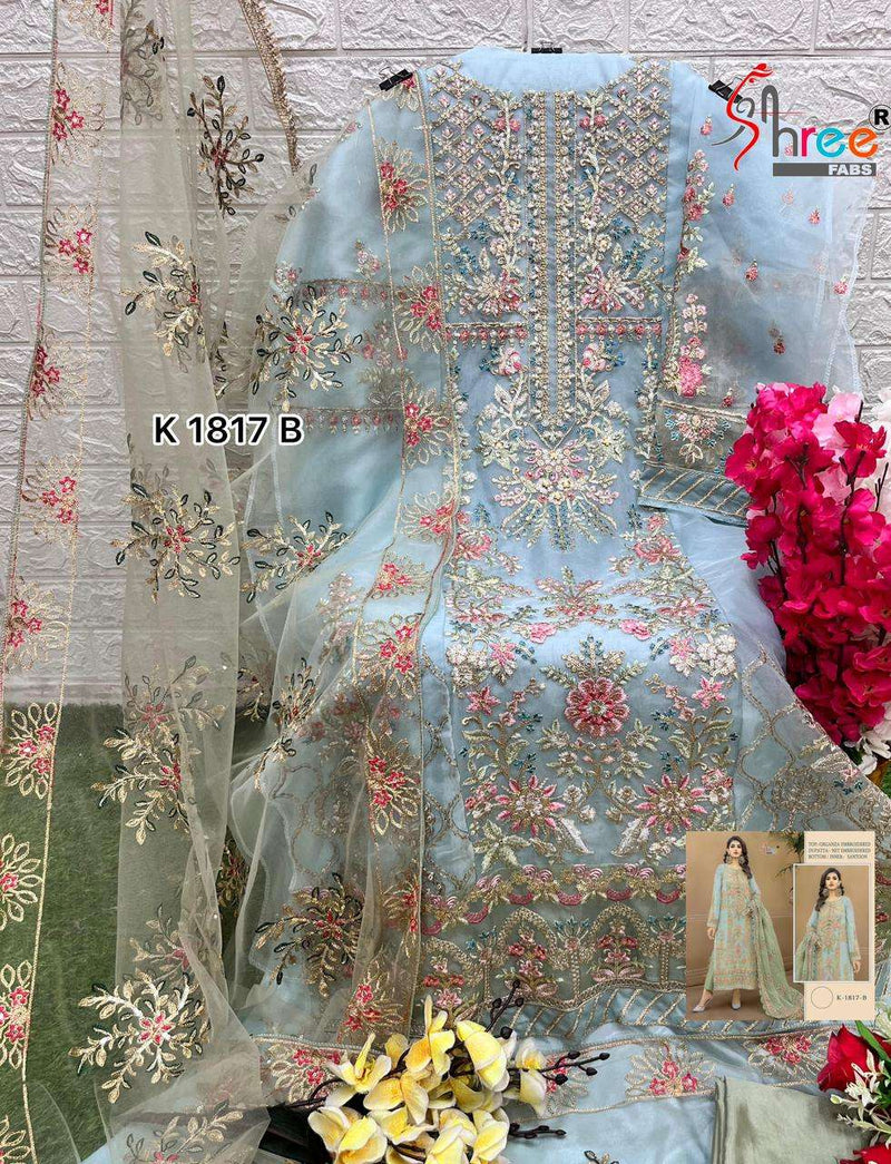 Shree Fab Design No K 1817 Abcd Organza Heavy Embroidery Party Wear Suit