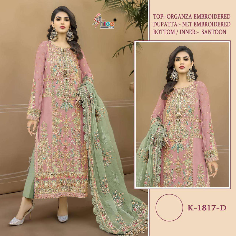 Shree Fab Design No K 1817 Abcd Organza Heavy Embroidery Party Wear Suit