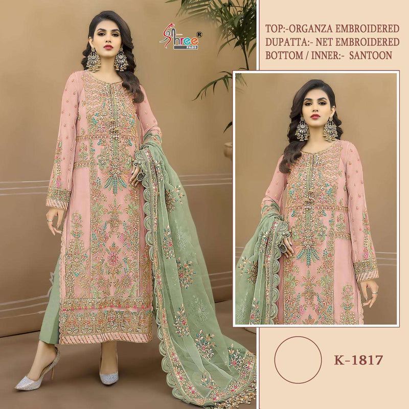 Shree Fab Design No K 1817 Abcd Organza Heavy Embroidery Party Wear Suit