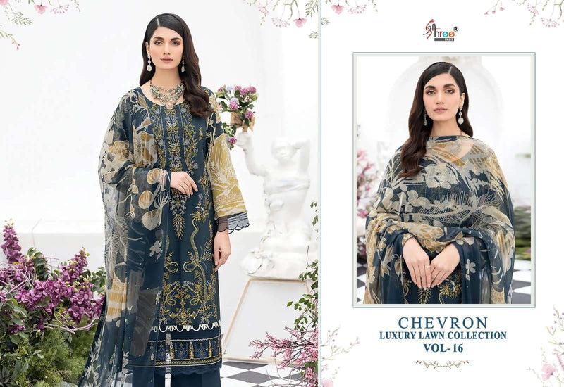 Shree Fabs Chevron Luxury Lawn Collection Vol 16 Designer Work Pakistani Salwar Suit