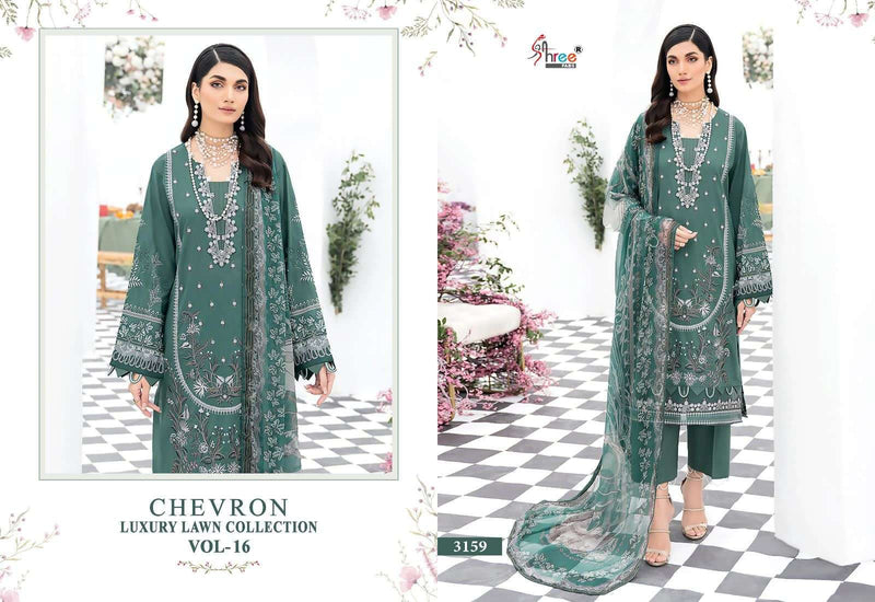 Shree Fabs Chevron Luxury Lawn Collection Vol 16 Designer Work Pakistani Salwar Suit